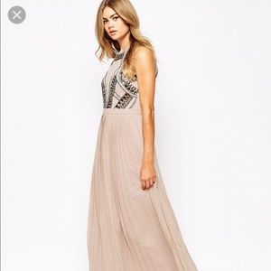 Blush colored bridesmaid dress 